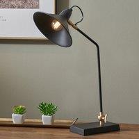 Canton Matt Black and Brass Metal Cone Table Lamp