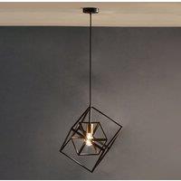 Alessio Matt Black Metal Cube Pendant Light