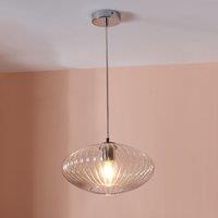 Emilia Ribbed Oval Pendant Light Silver