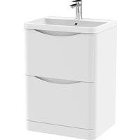 Lunar Floor Standing 2 Drawer Vanity Unit with Polymarble Basin