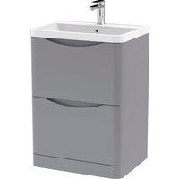 Lunar Floor Standing 2 Drawer Vanity Unit with Polymarble Basin