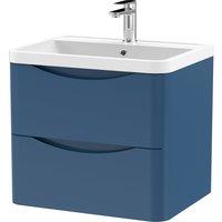 Lunar Wall Mounted 2 Drawer Vanity Unit with Polymarble Basin