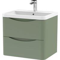 Lunar Wall Mounted 2 Drawer Vanity Unit with Polymarble Basin