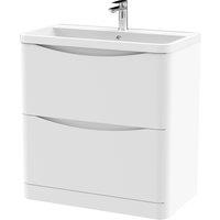 Lunar Floor Standing 2 Drawer Vanity Unit with Polymarble Basin