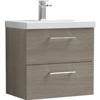 Arno Wall Mounted 2 Drawer Vanity Unit with Basin Solace Oak