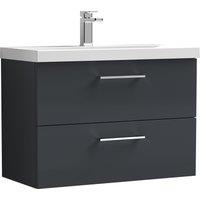 Arno Wall Mounted 2 Drawer Vanity Unit with Basin Soft Black
