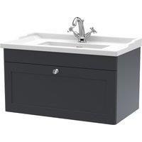 Classique Wall Mounted 1 Drawer Vanity Unit with Ceramic Basin