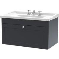 Classique Wall Mounted 1 Drawer Vanity Unit with Ceramic Basin