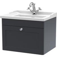 Classique Wall Mounted 1 Drawer Vanity Unit with Ceramic Basin