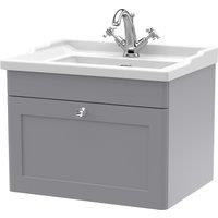 Classique Wall Mounted 1 Drawer Vanity Unit with Ceramic Basin