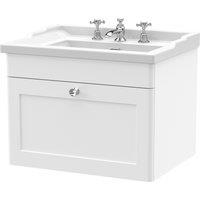 Classique Wall Mounted 1 Drawer Vanity Unit with Ceramic Basin