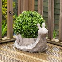 Artificial Boxwood Topiary in Snail Plant Pot