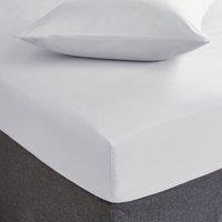 Hotel Cotton 400 Thread Count White 28cm Fitted Sheet