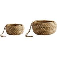 Set of 2 Seagrass Hanging Plant Pots