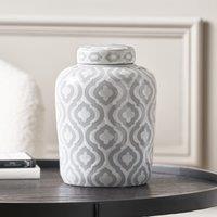 Celia Pattern Ceramic Decorative Ginger Jar Grey