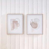 Set of 2 Natural Abstract Framed Canvases