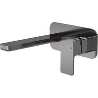 Windon Wall Mounted 2 Tap Hole Basin Mixer Tap with Plate