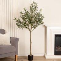 Artificial Olive Tree in Black Plastic Plant Pot