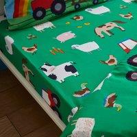 Catherine Lansfield Farmyard Animals Green Fitted Sheet