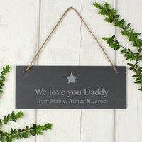 Personalised Star Motif Hanging Slate Plaque