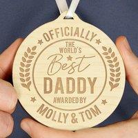 Personalised Officially The Best Round Wooden Medal