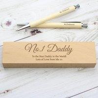 Personalised Any Message Wooden Pen and Pencil Box Set Brown