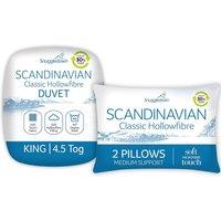 Snuggledown Scandinavian Hollowfibre 4.5 Tog Summer Duvet and Pillow Set White