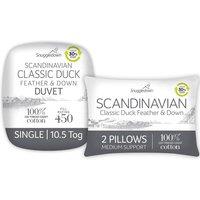 Snuggledown Scandinavian Duck Feather & Down 10.5 Tog Duvet and Pillow Pair Set