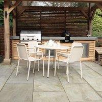 Porto 4 Seater Round Dining Set with Stacking Chairs Champagne