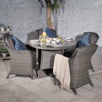 Paris 4 Seater Round Dining Set with 4 Imperial Chairs Grey