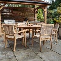 Roma 6 Seater Dining Set with 6 Stacking Rope Chairs Natural