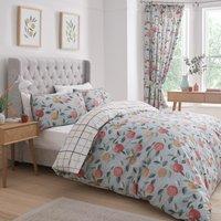 Dreams and Drapes Botanical Fruits Reversible Duvet Cover and Pillowcase Set Green