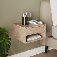 Casper 1 Drawer Floating Bedside Table, Mid Oak Effect