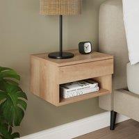 Henny 1 Drawer Floating Bedside Table, Light Oak Effect