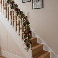 9ft Artificial Pre-Lit Magnolia Berry Garland