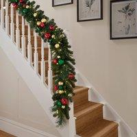 9ft Artificial Pre-Lit Chantry Garland with Baubles