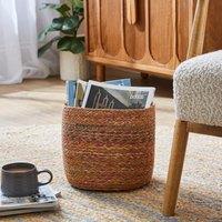 Large Round Multicoloured Seagrass Basket