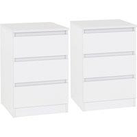 Set of 2 Walker 3 Drawer Bedside Tables