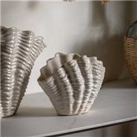 Ribbed Shell Ceramic Vase
