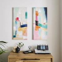 Set of 2 Bright Abstract Canvases