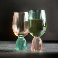 Set of 2 Florence Apricot & Green Wine Goblets