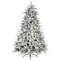 6.5ft Dorchester Flocked Snowy Christmas Tree with Pine Cones