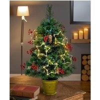 2ft Pre-Lit 60 LED Snow Tipped Christmas Tree with Berries & Pinecones