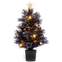 2ft Pre-Lit 21 LED Midnight Blue Fibre Optic Christmas Tree with Cashmere Tips