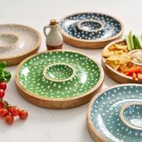 Dexam Sintra Mango Wood Spotted Chip and Dip Bowl