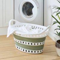 Collapsible Laundry Basket Oval Sage