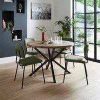 Ezra Round 4 Seater Dining Table, Rustic Wood Effect