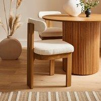 Lovato Dining Chair Stained Oak, Ivory Boucle
