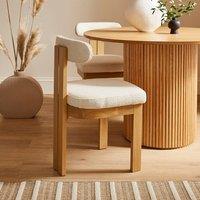 Lovato Dining Chair Stained Oak, Ivory Boucle