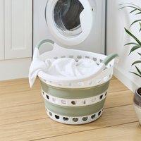 Collapsible Laundry Basket Round Sage